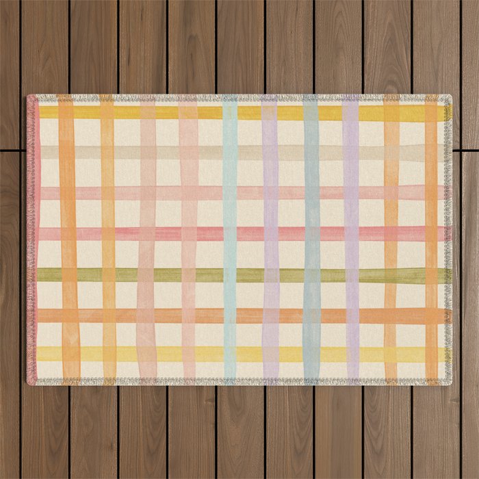 Pastel plaid Outdoor Rug Gallery Image 1