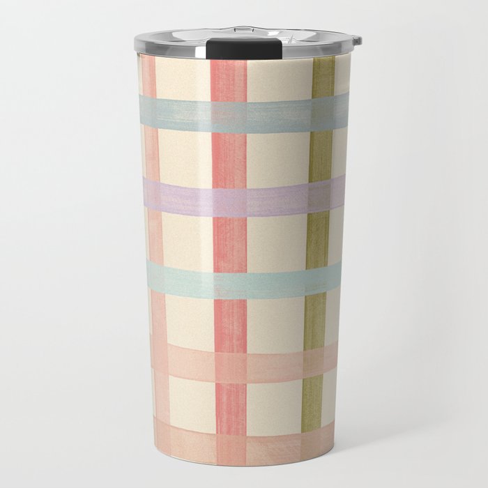 Pastel plaid Travel Mug Gallery Image 1