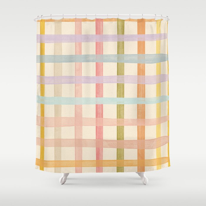 Pastel plaid Shower Curtain Gallery Image 1