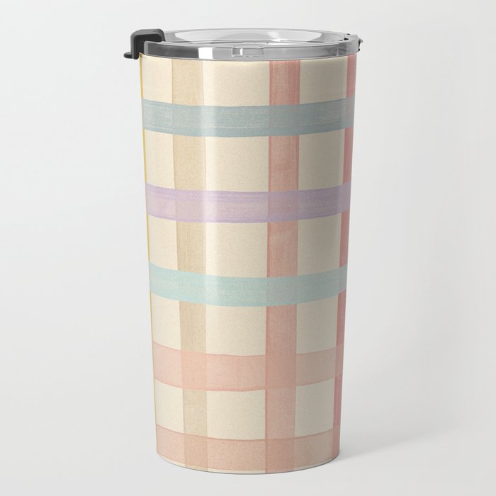 Pastel plaid Travel Mug Gallery Image 3