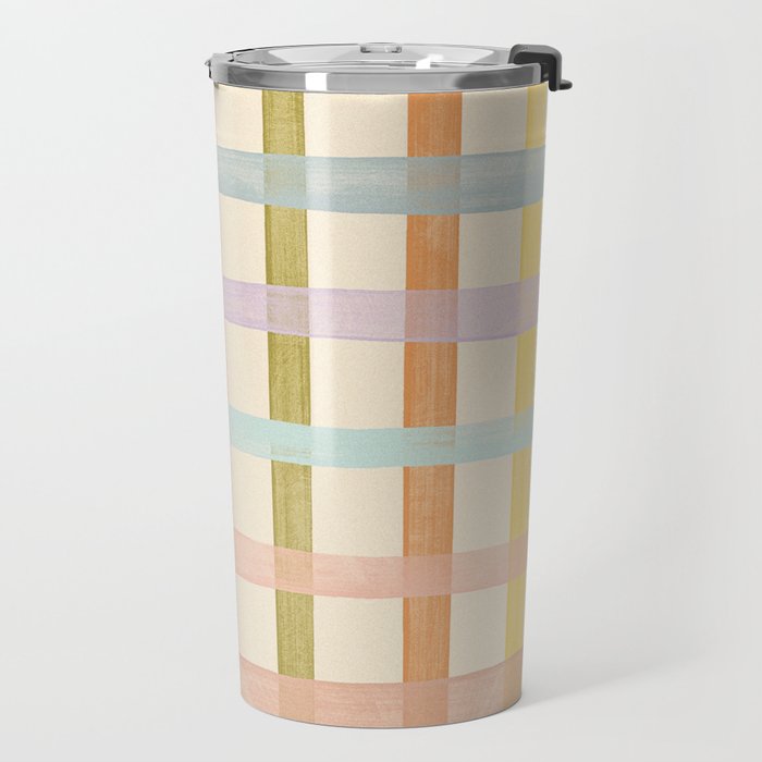 Pastel plaid Travel Mug Gallery Image 2
