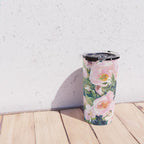 Floral Watercolor Rose Garden, Teal and Pink,  Vintage, Wall Art Boho Travel Mug Gallery Image 4