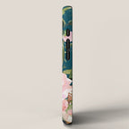 Floral Watercolor Rose Garden, Teal and Pink,  Vintage, Wall Art Boho iPhone Case Gallery Image 2