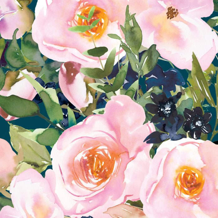 Floral Watercolor Rose Garden, Teal and Pink,  Vintage, Wall Art Boho Coffee Mug Gallery Image 2