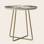 Floral Watercolor Rose Garden, Teal and Pink,  Vintage, Wall Art Boho Side Table Gallery Image 1