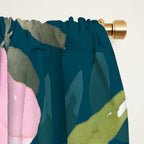 Floral Watercolor Rose Garden, Teal and Pink,  Vintage, Wall Art Boho Window Curtain Gallery Image 2