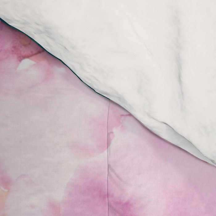 Floral Watercolor Rose Garden, Teal and Pink,  Vintage, Wall Art Boho Comforter Gallery Image 4