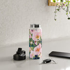 Floral Watercolor Rose Garden, Teal and Pink,  Vintage, Wall Art Boho Water Bottle Gallery Image 4
