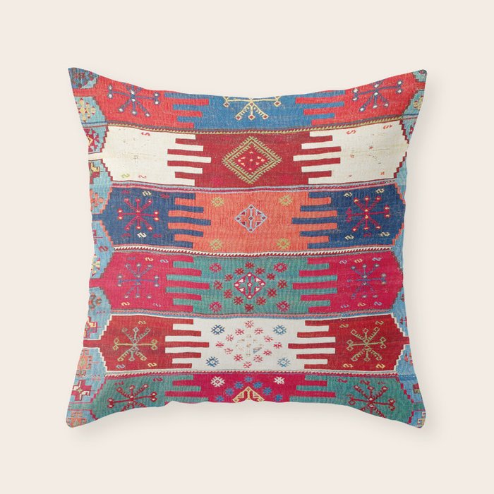 Kurdish Malatya East Anatolian Saf Kilim Print Throw Pillow Gallery Image 6