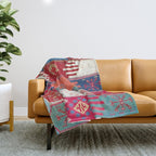 Kurdish Malatya East Anatolian Saf Kilim Print Throw Blanket Gallery Image 1