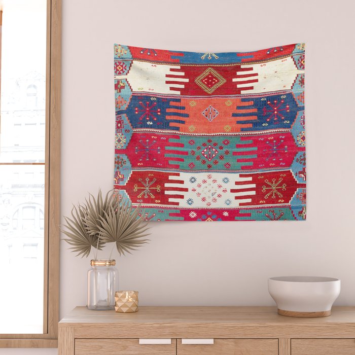 Kurdish Malatya East Anatolian Saf Kilim Print Wall Tapestry Gallery Image 2