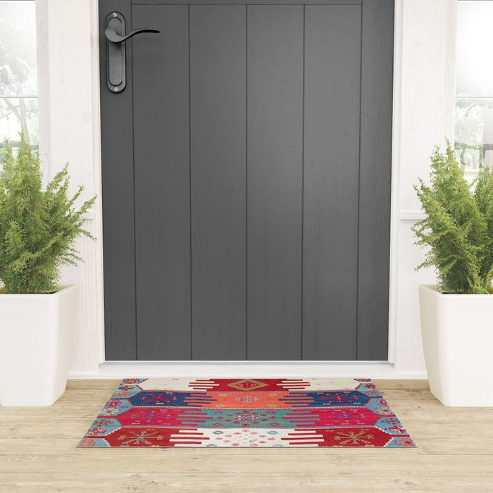 Kurdish Malatya East Anatolian Saf Kilim Print Welcome Mat Gallery Image 3