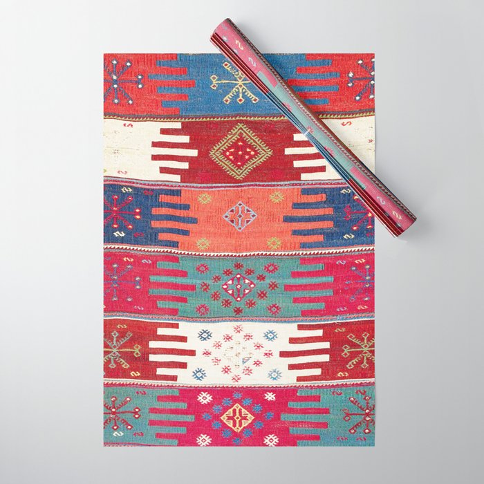 Kurdish Malatya East Anatolian Saf Kilim Print Wrapping Paper Gallery Image 1