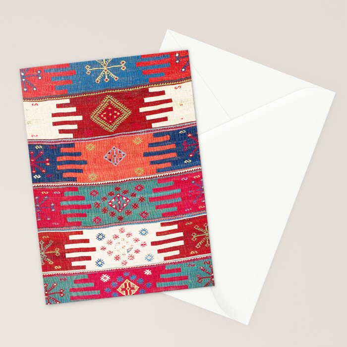 Kurdish Malatya East Anatolian Saf Kilim Print Stationery Card Gallery Image 2