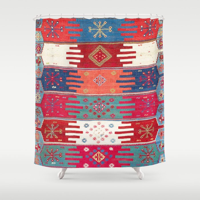 Kurdish Malatya East Anatolian Saf Kilim Print Shower Curtain Gallery Image 1