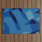 Peckham Blue Abstract Map Outdoor Rug Gallery Image 1