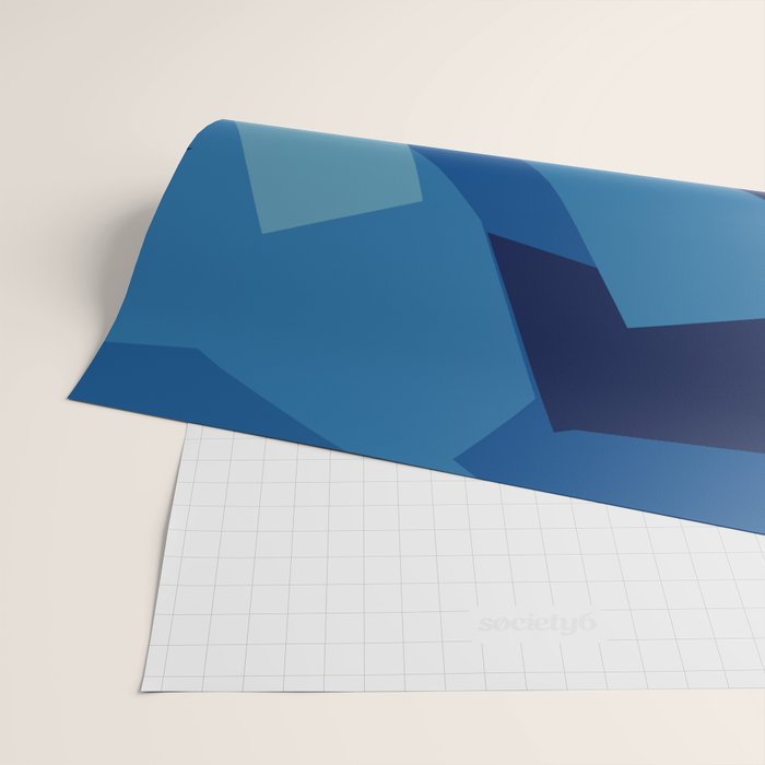 Peckham Blue Abstract Map Wrapping Paper Gallery Image 2