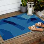 Peckham Blue Abstract Map Outdoor Rug Gallery Image 2