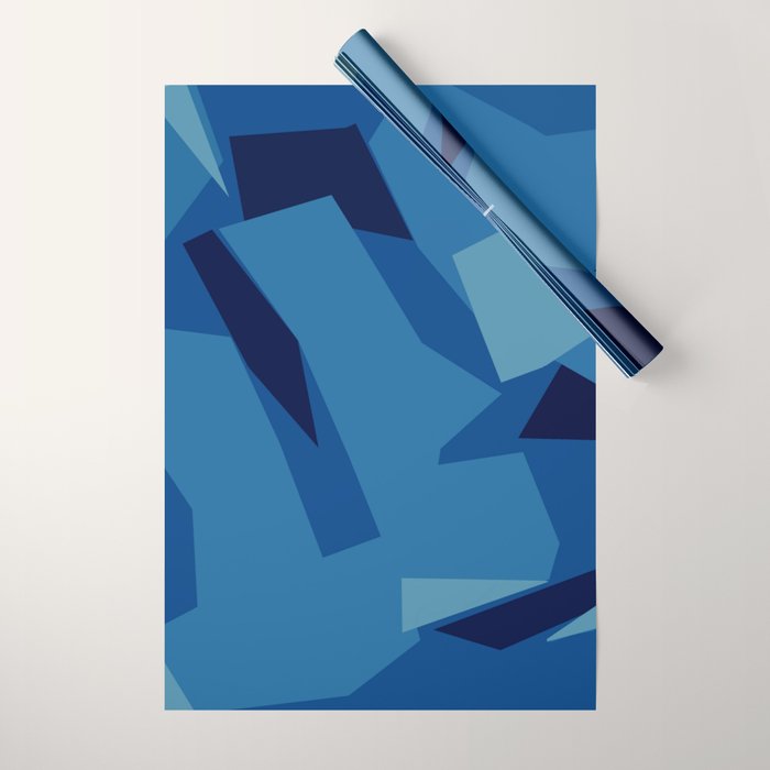Peckham Blue Abstract Map Wrapping Paper Gallery Image 1
