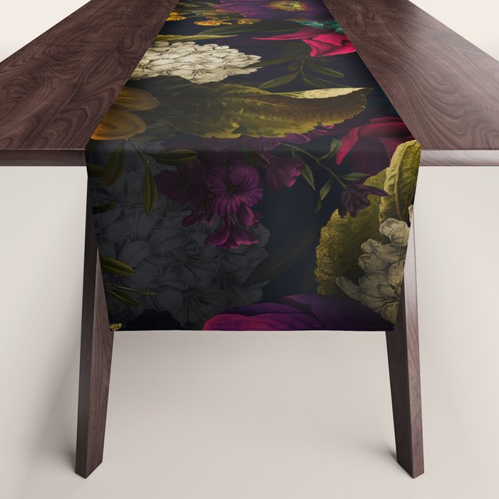 Midnight Hours Dark Vintage Flowers Garden Table Runner Gallery Image 1
