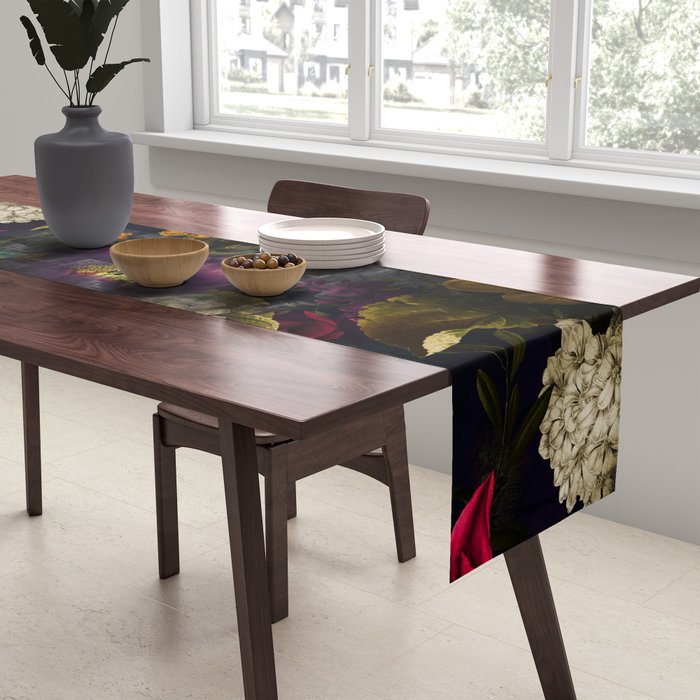 Midnight Hours Dark Vintage Flowers Garden Table Runner Gallery Image 2