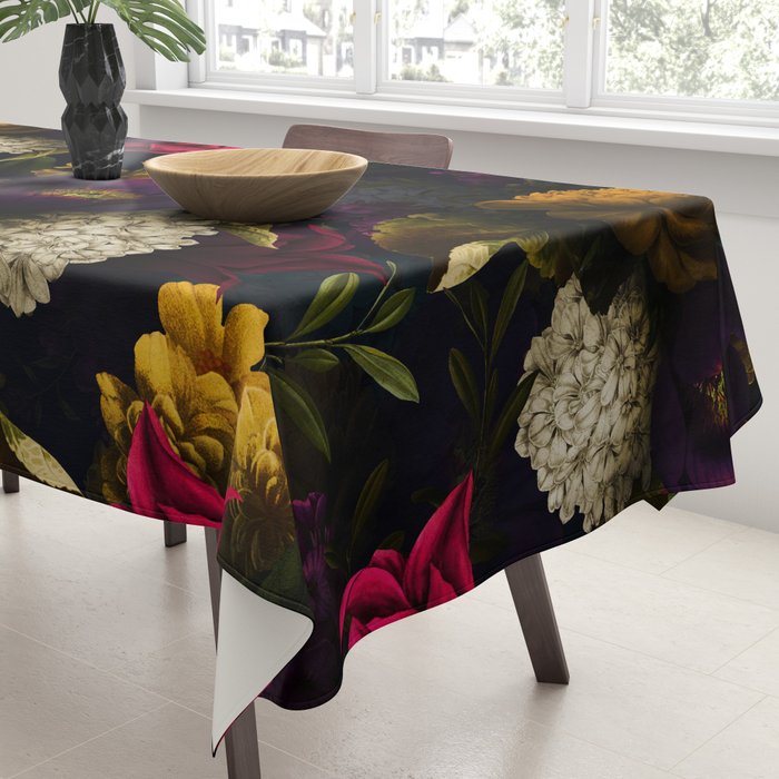 Midnight Hours Dark Vintage Flowers Garden Tablecloth Gallery Image 3