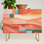 Abstract Desert Landscape Watercolor Credenza Gallery Image 1
