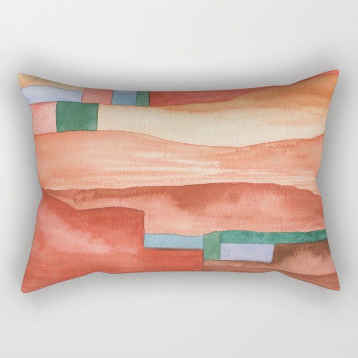 Abstract Desert Landscape Watercolor Rectangular Pillow Gallery Image 2