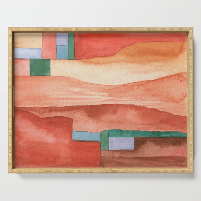 Abstract Desert Landscape Watercolor Serving Tray Gallery Image 1