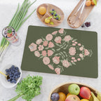 Mystery Garden Victorian Green Floral Faces Cutting Board Gallery Image 2