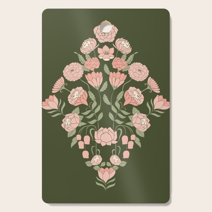 Mystery Garden Victorian Green Floral Faces Cutting Board Gallery Image 1
