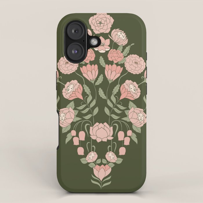 Mystery Garden Victorian Green Floral Faces iPhone Case Gallery Image 1