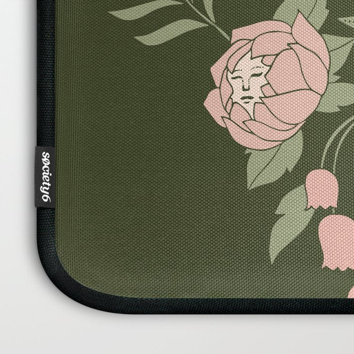 Mystery Garden Victorian Green Floral Faces Laptop Sleeve Gallery Image 3
