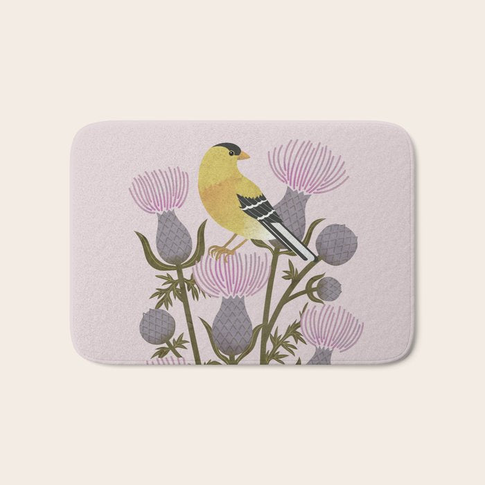 Goldfinch on Purple Thistles Bath Mat Gallery Image 1