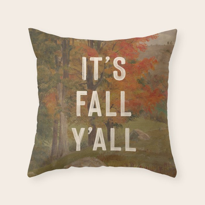 It's Fall Y'All Throw Pillow Gallery Image 1