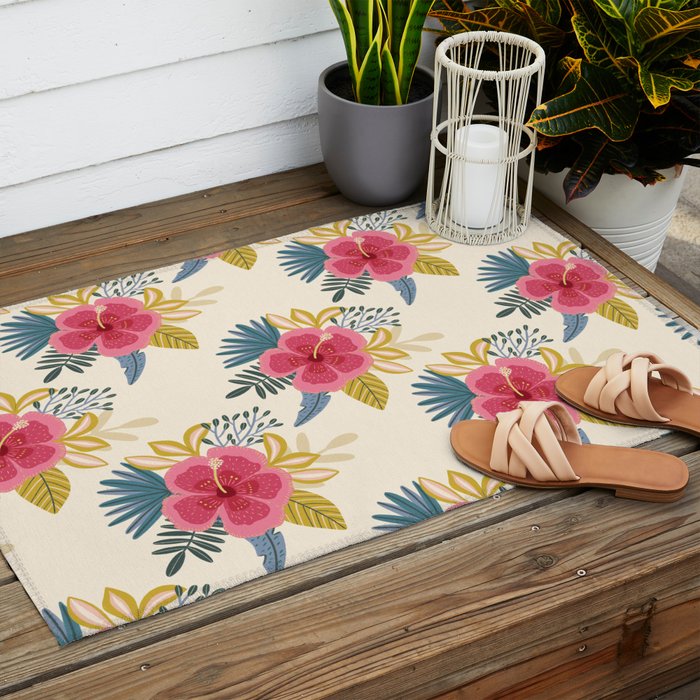 Tropical Floral Outdoor Rug Gallery Image 2