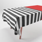 Half Striped Gray - Solid Red Tablecloth Gallery Image 1