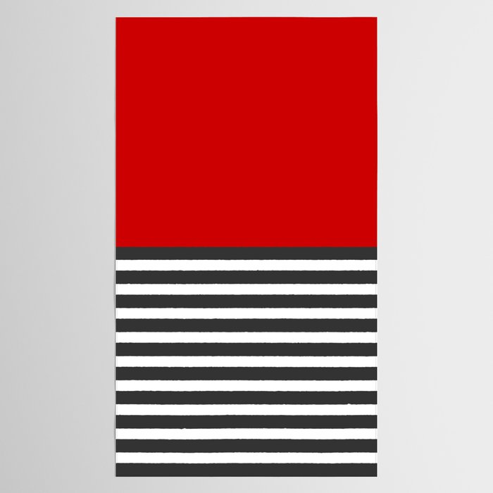 Half Striped Gray - Solid Red Tablecloth Gallery Image 2