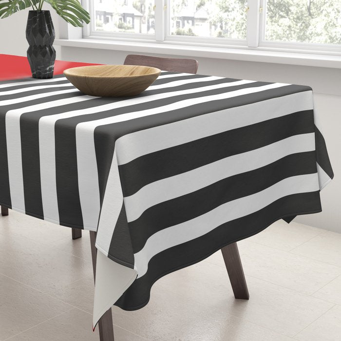 Half Striped Gray - Solid Red Tablecloth Gallery Image 3