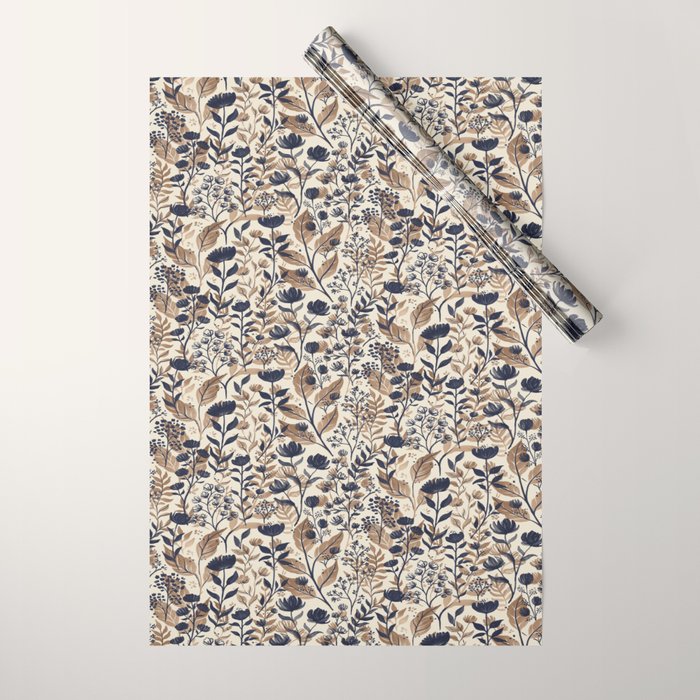 Moody Blooms Dark Neutral Wrapping Paper Gallery Image 1
