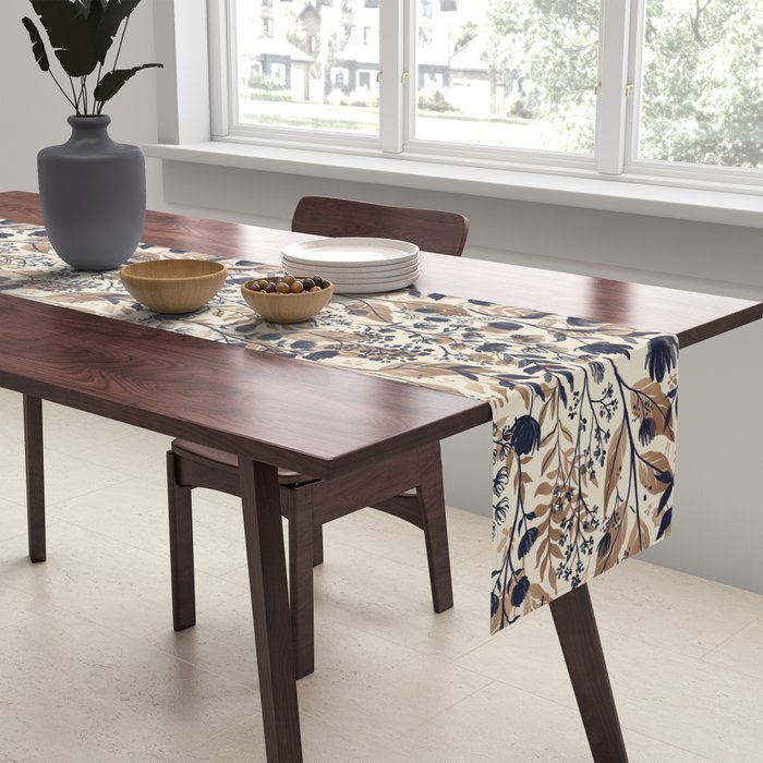 Moody Blooms Dark Neutral Table Runner Gallery Image 2