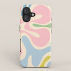 Smooth Contours Retro Modern Abstract Pattern Pastel Pink Blue Green Cream iPhone Case Gallery Image 1