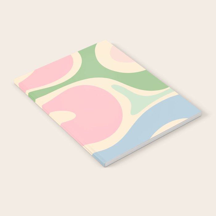 Smooth Contours Retro Modern Abstract Pattern Pastel Pink Blue Green Cream Notebook Gallery Image 2
