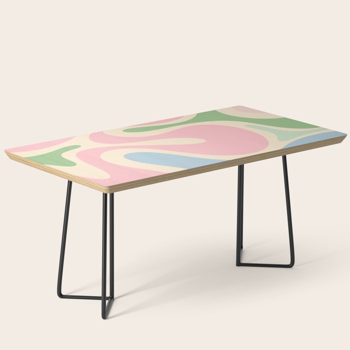 Smooth Contours Retro Modern Abstract Pattern Pastel Pink Blue Green Cream Coffee Table Gallery Image 1