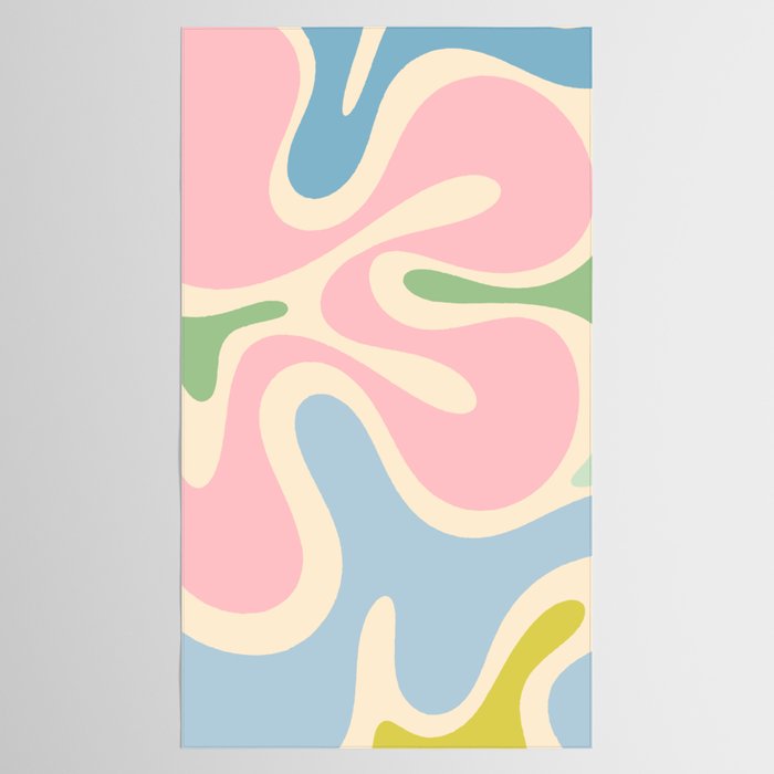 Smooth Contours Retro Modern Abstract Pattern Pastel Pink Blue Green Cream Tablecloth Gallery Image 2