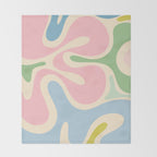 Smooth Contours Retro Modern Abstract Pattern Pastel Pink Blue Green Cream Throw Blanket Gallery Image 2