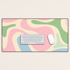 Smooth Contours Retro Modern Abstract Pattern Pastel Pink Blue Green Cream Desk Mat Gallery Image 1