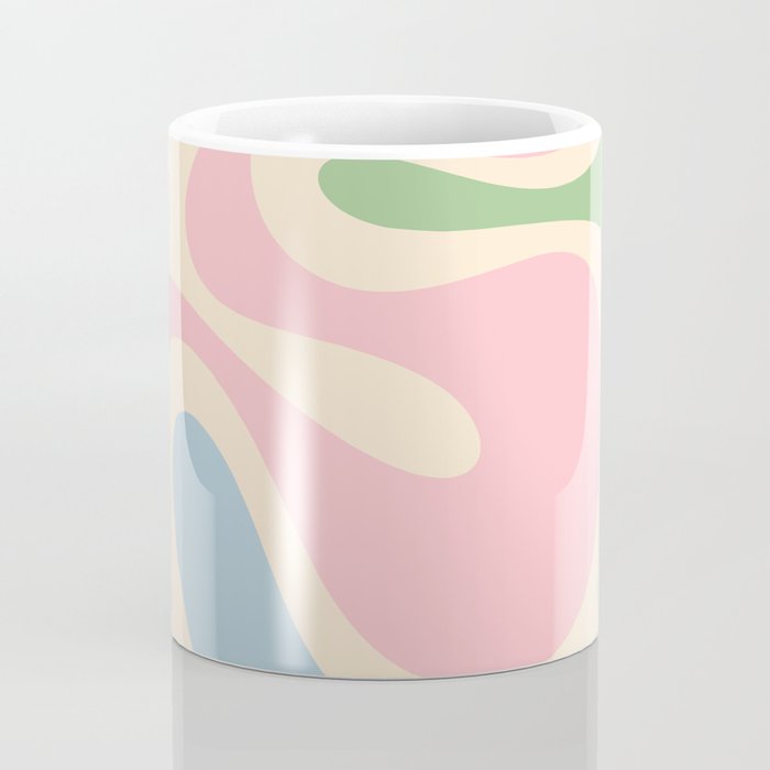 Smooth Contours Retro Modern Abstract Pattern Pastel Pink Blue Green Cream Coffee Mug Gallery Image 4