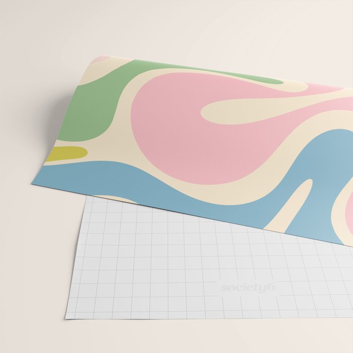 Smooth Contours Retro Modern Abstract Pattern Pastel Pink Blue Green Cream Wrapping Paper Gallery Image 2