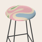 Smooth Contours Retro Modern Abstract Pattern Pastel Pink Blue Green Cream Stool Gallery Image 2